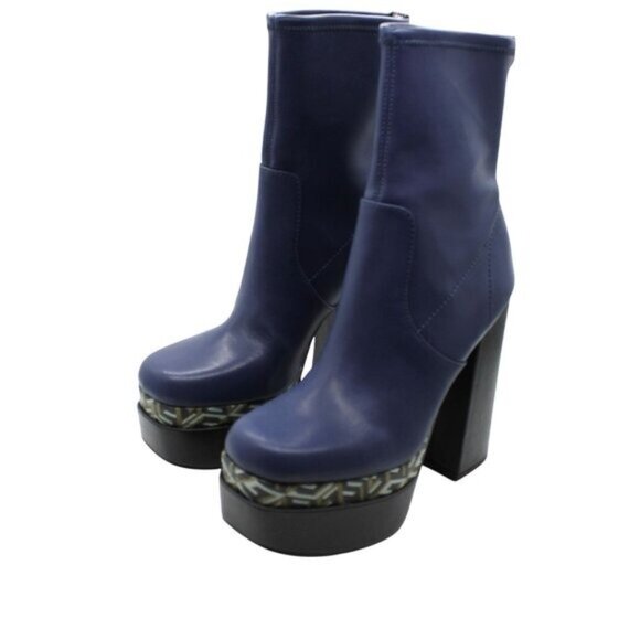 Guess Womens Blue Color Block 2 Platform Dress Booties - Picture 4 of 8